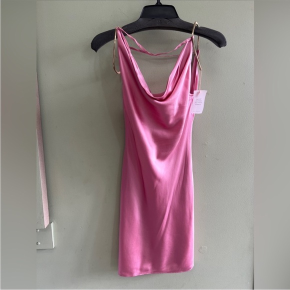 Cult Gaia Azariah Pink Silk Slip Mini Dress with
Shoulder Rings Hardware - Picture 5 of 5